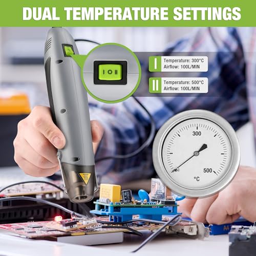 WORKPRO Mini Heteluchtpistool 400W Handbediend Warmtepistool met Reflectormondstuk, 2 Temperatuurinstellingen 300℃/500℃, Ideaal voor Embossing, Knutselen, Krimpen, Verpakken en Drogen van Verf - Afbeelding 5