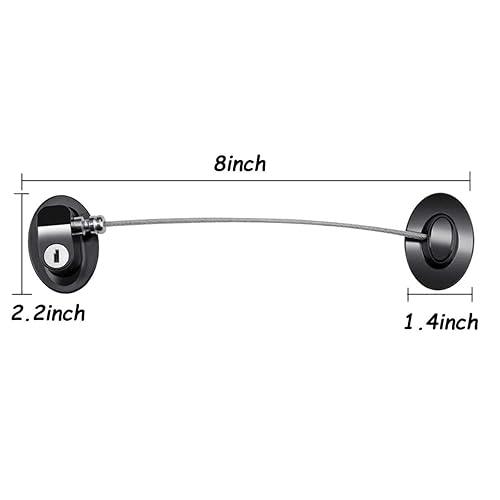 Miniatura 3 de Paquete de 2 cerraduras para refrigerador con 4 llaves, cerradura de seguridad para niños, combinación de bloqueo de refrigerador, mini nevera,