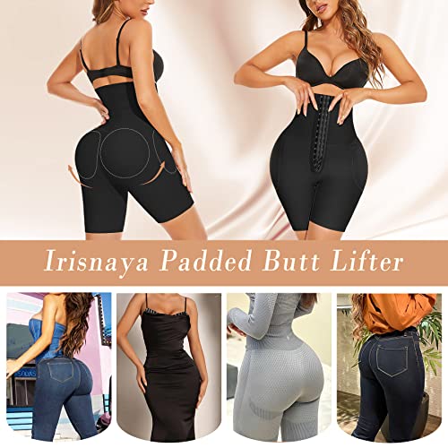 Irisnaya Women Padded Butt Lifter Shapewear Tummy Control Panties High Waist Trainer Hip Enhancer Thigh Slimmer Shorts(Black,X-Large) #TOP1