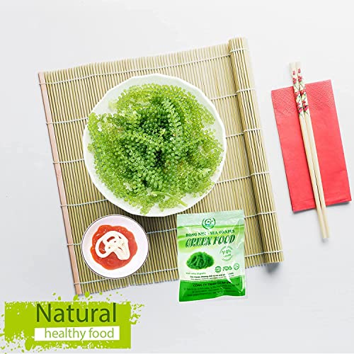 GREEN FOOD Sea Grapes - Dehydrated lato - Organic seaweed - Umibudo - Green caviar - Caulerpa lentillifera - Delicious Crunchy Healthy Freshness from the Ocean (7.055 OZ /200g of 10 packs) - Thumbnail 3