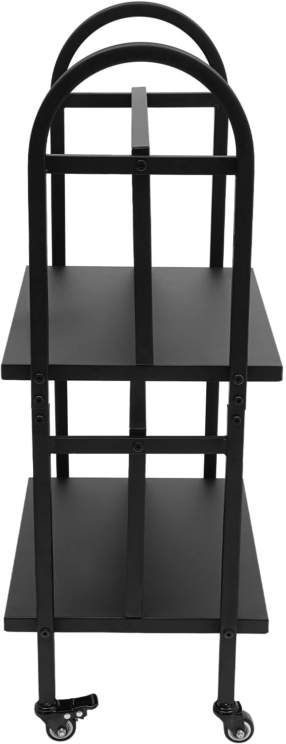 Rolling Library Book Cart, Movable Rolling Bookcase, Office Book Cart with 4 Lockable Wheels for Small Space, 17" L x 13" W x 34" H, Black