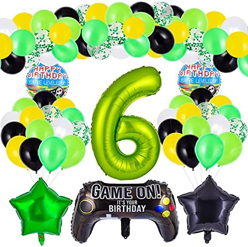 Herefun Kit di Forniture per Feste di Giochi, 37 Pcs Tema del Videogioco Forniture per Feste Palloncini in Lattice Palloncino Foil Balloon, Decorazione per Feste di Compleanno di Videogiochi (6)