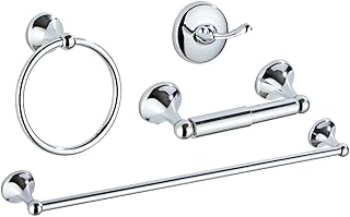 4 Piece Bathroom Accessory Set(Adjustable Towel Bar, Towel Ring, Toilet Paper Holder,Towel Hook), Wall Mounted Bathroom Ha...