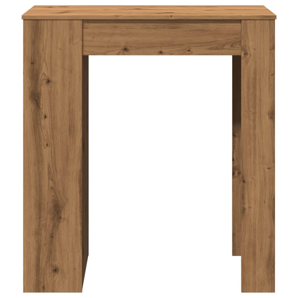 VidaXL Table De Bar Chêne Artisanal - Table Haute Avec 4 Compartiments Rangement, Table Pub Bois D'Ingénierie 124x46x103,5 Cm - Cuisine & Salon