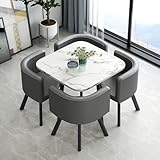 Generisch Essgruppe 5-Teilig, Esstisch und Stühle für 4 Personen, Tisch und 4 Stühle, Esszimmer, Küche, Wohnzimmer, Balkon, Restaurant, Quadrat Weiß