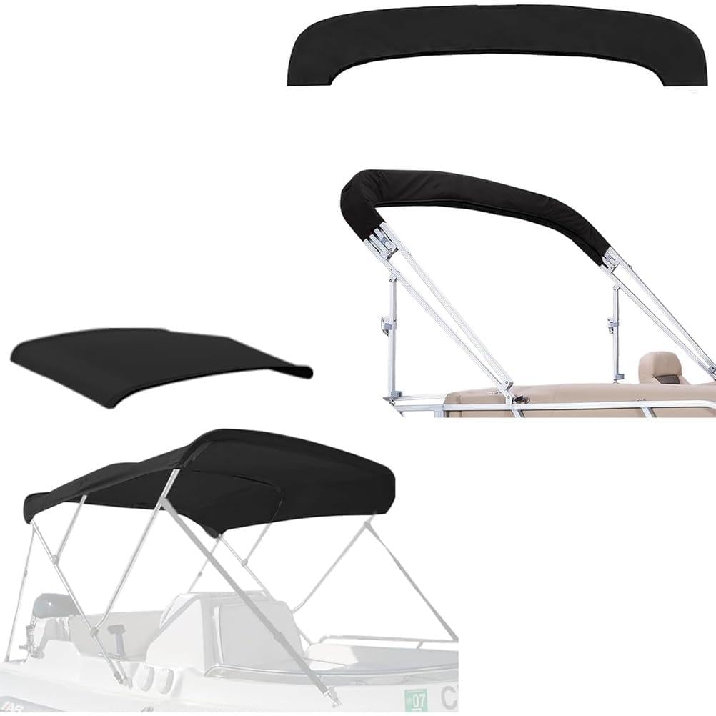 Housse de Remplacement pour Toit Bimini 3BOW, Toile 600D Durable de Qualité Marine, Pare-Soleil pour Bateau, Toile de Remplacement Uniquement, sans Cadre,Noir,3BOW 61"~66" W