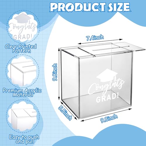 Bucherry 2026 Graduation Card Box Holder Class of 2026 Acrylic Rustic Card Box with Slot for Congrats Grad Party Decorations Supplies - Thumbnail 2