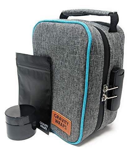 Gravity Wraps Smell Proof Case Bundle with Combination Lock, Smell Proof Jar and Resalable Travel Bags, No Smell Travel Herb Bag with Removable Dividers