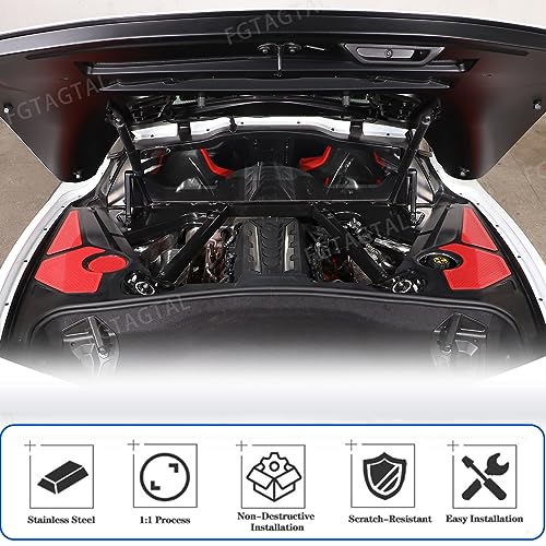 Image of Engine Bay Side Panel Cover Trim Compatible with Chevrolet Corvette C8 2020-2026, Rear Engine Covers, Engine Compartment Side Panel Decoration Accessories 5Pcs (Red)