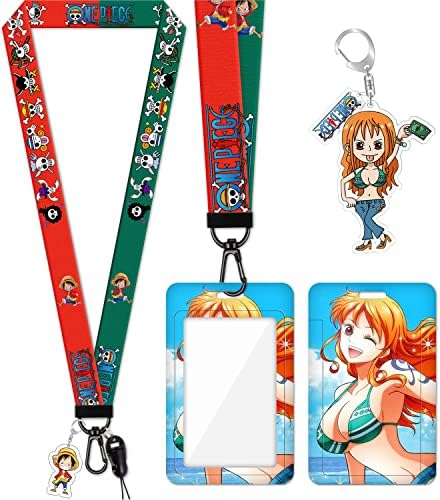 Neck Lanyard with ID Badge Holder for Keys Cute Kawaii Anime Cartoon Character Key Chain Card Lanyards for Women Men Guys Girl Boys Kids Teachers The Office Keychains GS308