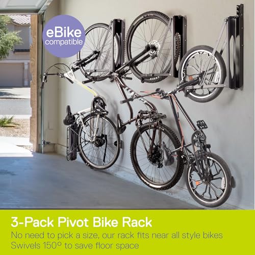 Image of Pivot Bike Storage Rack by Delta Cycle - Bike Rack Garage Wall Mount Swivels to Save Space - No Lifting Required Vertical Bike Rack - Indoor Bike Storage Wall Hanger Holds Up to 100 lbs