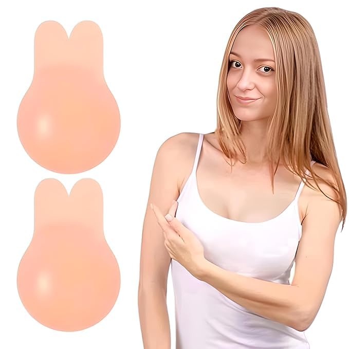 click&ship Reusable Silicone Nipple Covers with Lift Invisible Adhesive Breast Pasties for Women Skin-Friendly, Waterproof & Backless Bra for Strapless Dresses Nude[Buy One Set Get One Set Free]-picture-29