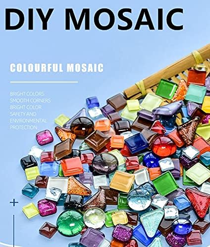 Miniatura 5 de Azulejos de mosaico de cristal irregulares de 17.64 oz de colores mixtos, pequeños mosaicos de bricolaje para niños, manualidades de cristal hechas