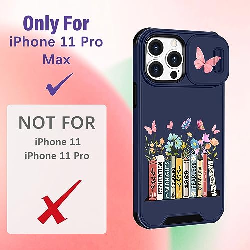 Image of Funermei (2in1 for iPhone 11 Pro Max Cases for Women Cute Girls Butterfly Flower Books Phone Cover Pretty Girly for Teen Girl Design with Camera Cover Funda for Apple for iPhone 11 Pro Max Case