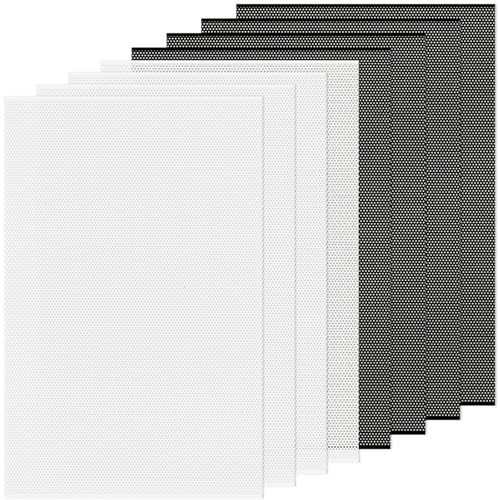 UPINS 8Pcs White Black Mesh Sheets Plastic Eyes Mesh Printable Fursuit Eyes Mesh for Mask Water-Repellent PVC Eye Mesh for Handicrafts Making Cosplay Mask DIY Craft Projects Supplies 11.8 x 7.87
