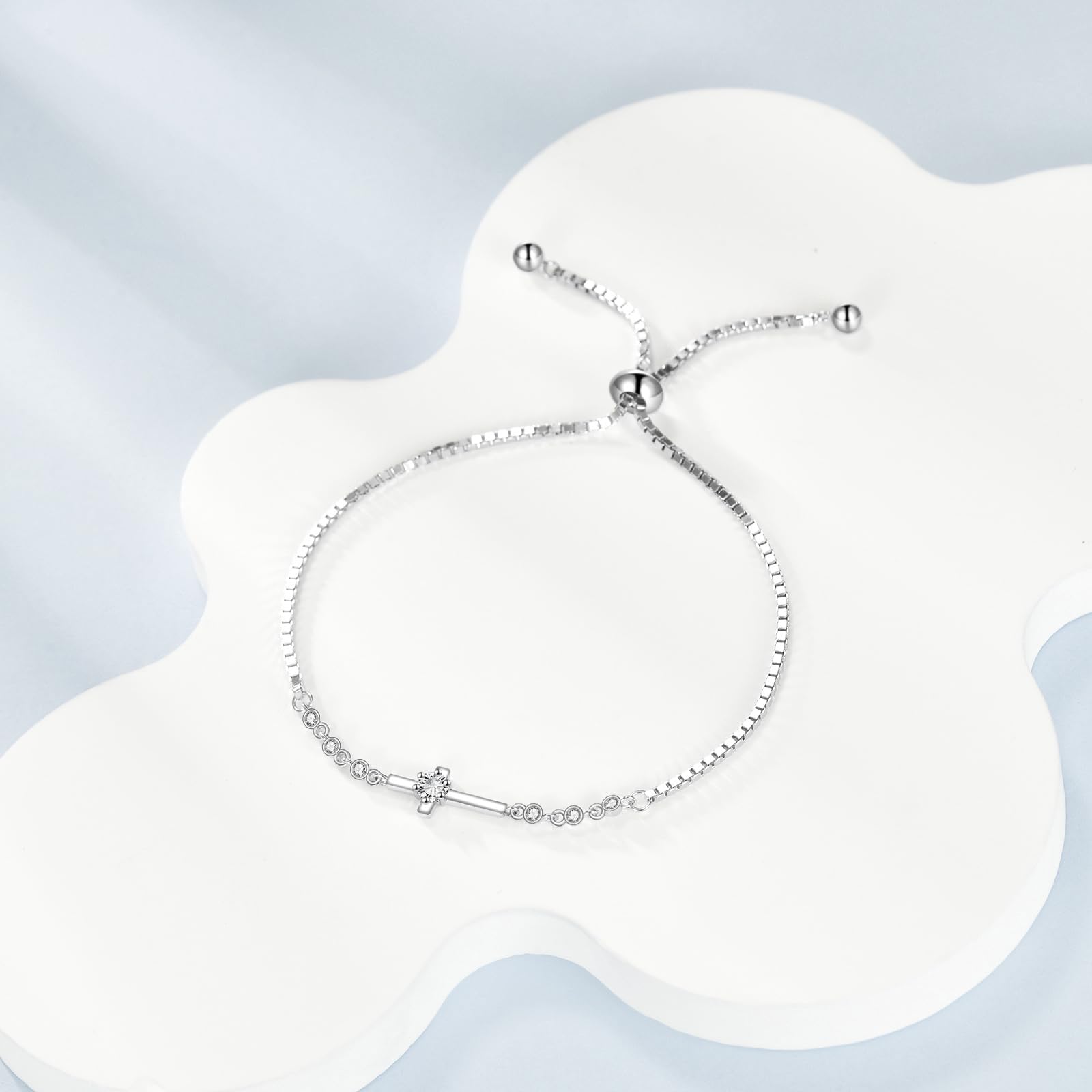 VONALA Bracciale da donna con croce in argento Sterling 925, in buona fede, regolabile, con croce per confermare l'anniversario di compleanno