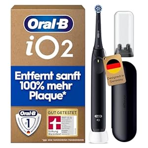 Oral-B iO Series 2 Elektrische Zahnbürste mit 1 Aufsteckbürste, Schwarz - Electric Toothbrush, GUT GETESTET (2, 2) von STIFTUNG WARENTEST, Inkl.Reise-Etui Und 3 Putzmodi für Zahnpflege