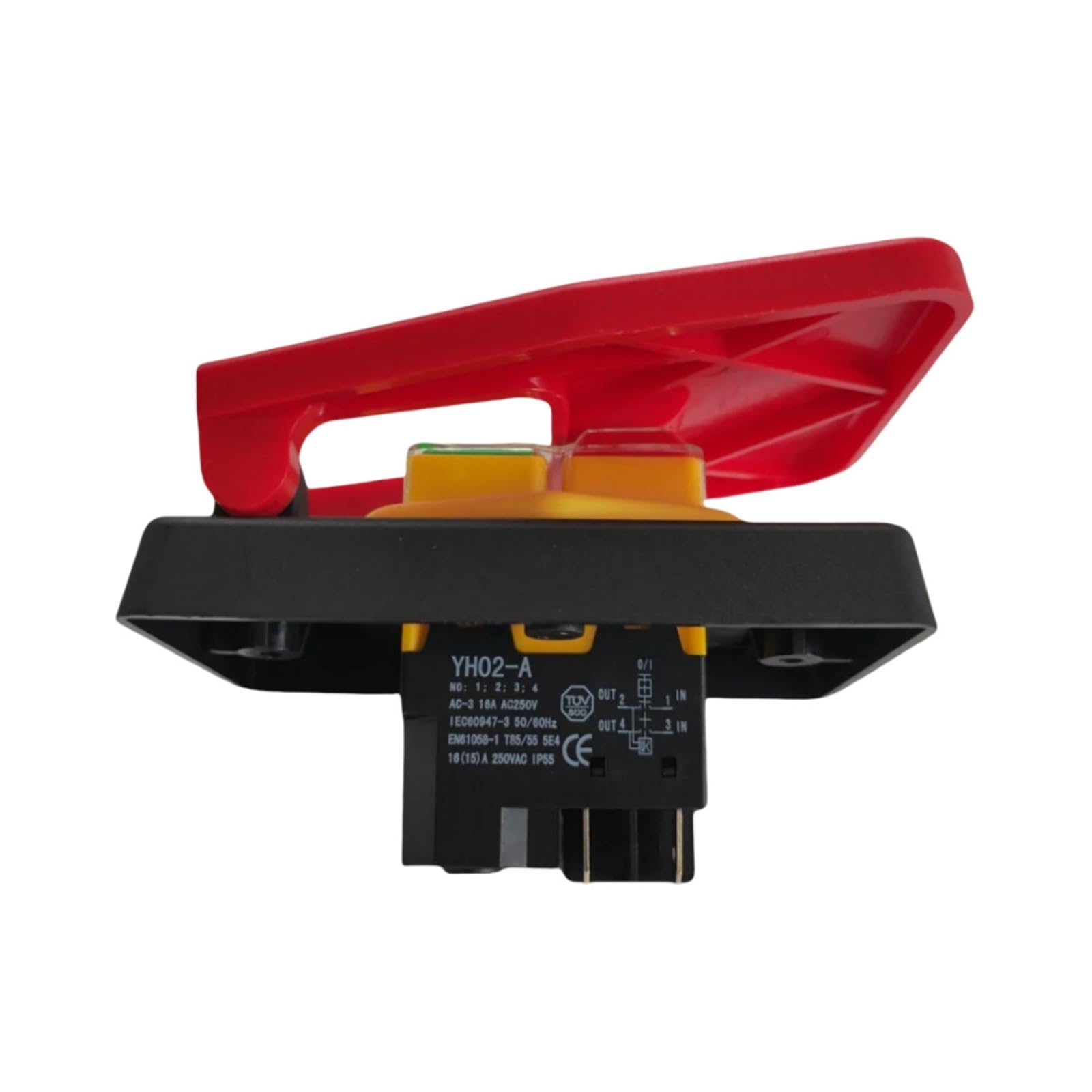Interruptor pulsador de parada de emergencia con tapa roja de encendido y apagado, 16 A, protección contra apagado/subtensión, interruptor de arranque electromagnético(4 Pins)