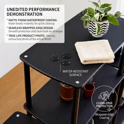 TRES BELLE 5-Tier Storage Shelves, Modern Open Display Bookshelf, Toolless Assembly Wood & Metal Shelving Unit, Multipurpose Storage Organizer Rack for Living Room, Bedroom, Home Office, Ivory by TRES BELLE - Used condition - Image 4