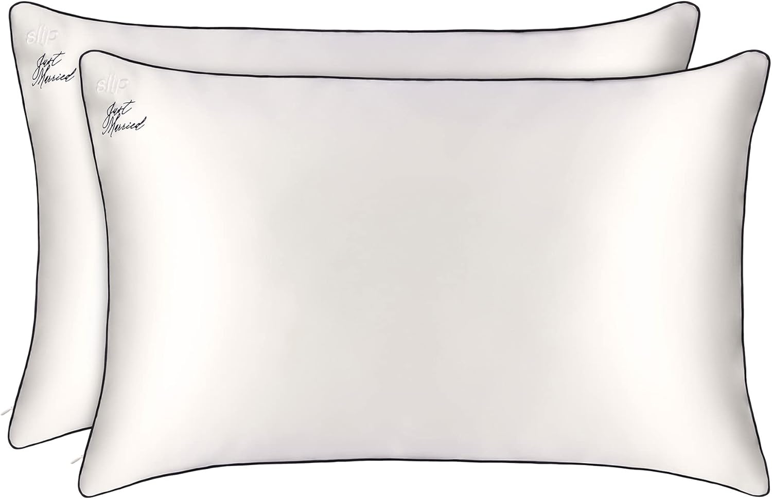 slip The Original Just Married Pillowcase Set | 100% Pure Mulberry Silk | Soft & Smooth for a Luxurious Sleep | Includes 2 Pillowcases, Prevents Hair Breakage, Skin Friendly