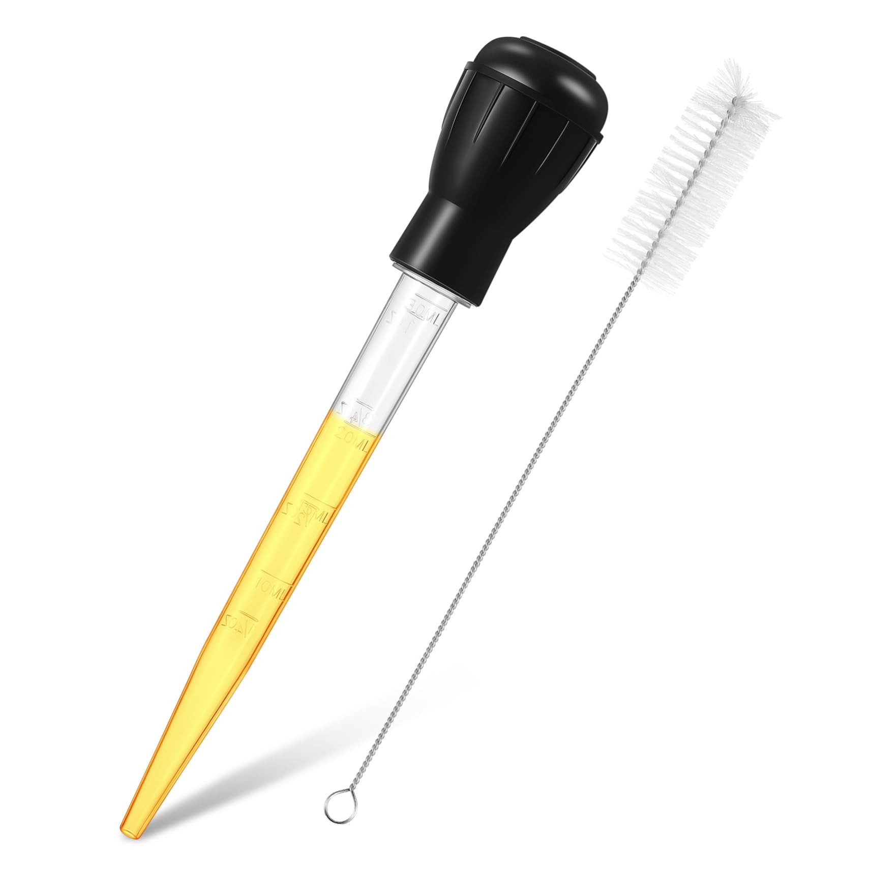 Ciieeo 1 Set Turkey Baster with Brush Compact Tube Bulb Baster for Precise Seasoning for Grilling Roasting Marinating Lightweight Easy to Clean Cooking Tool