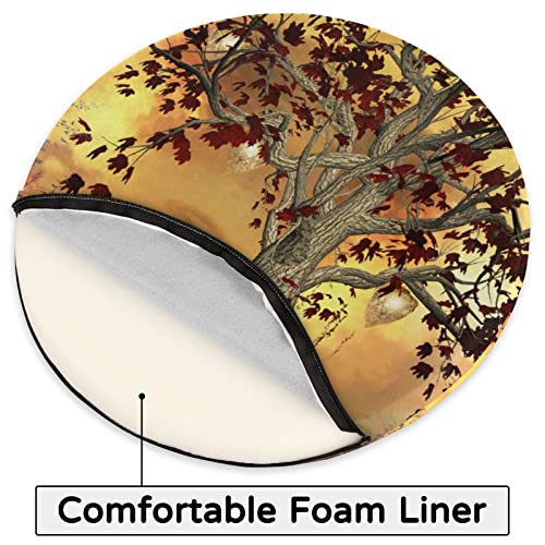 Chair Cushion Fantasy Tree Round Seat Cushion Soft Dining Chair Pads Pillow For Home Office Sofa Car, Diameter 14.5"(Butterfly) #TOP2