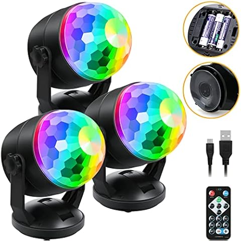 Luditek Disco Ball Party Lights, Sound Activated Battery Operated/USB Strobe Light w/Remote for Parties Karaoke Dancing Christmas Halloween Party Decorations Supplies for Home Room Outdoor Indoor Cover