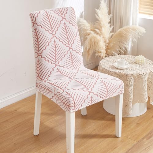 Image of HOMETHREADS Stretchable Elastic Jacquard Chair Seat Cover | Removable, Washable & Durable Chair Protector | Ideal for Dining Room, Kitchen, Restaurant & Party Chairs (Pink, Pack of 1)
