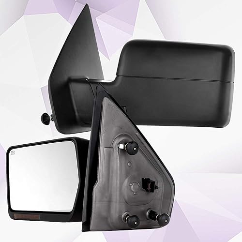 Miniatura 2 de 2004 2005 2006 para Ford para F150 Pickup Truck Remolque espejos de potencia ajustable luz de señal de giro calefactada carcasa negra