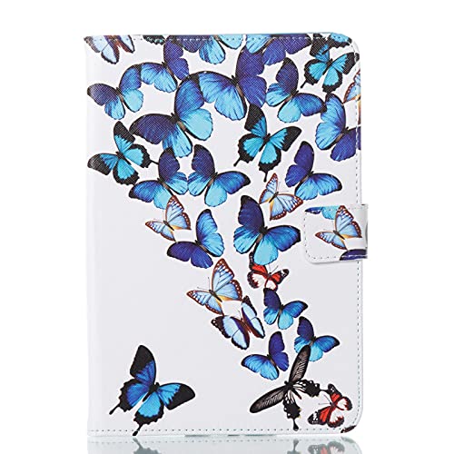 Uucovers For Samsung Galaxy Tab A 8.0 Inch 2015 Tablet Case Sm-T350/T355/P350/P355 Slim Pu Leather Folio Stand Wallet Soft Tpu Back Shockproof Cover With Card Pockets Magnetic Shell, Blue Butterfly #TOP2