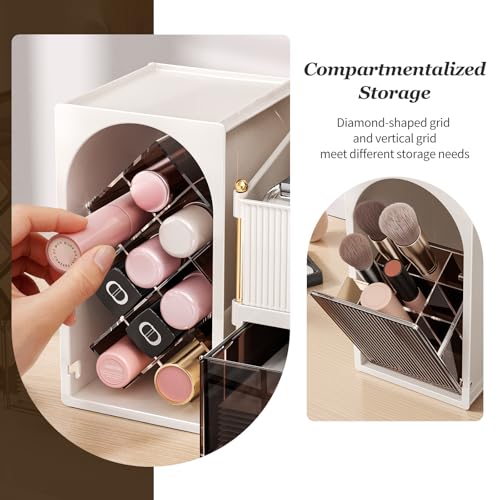 INVSSENE Stackable Makeup Organizer Countertop, Storage Perfume Skincare Cosmetic Lipstick Face Mask Makeup Brush Palettes, Ideal for Vanity Bathroom Counter by INVSSENE - Image 5