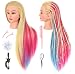 FUTAI 34" Training Practice Styling Braiding Display Cosmetology Female Professional Colorful Hair Mannequin Head with Stand
