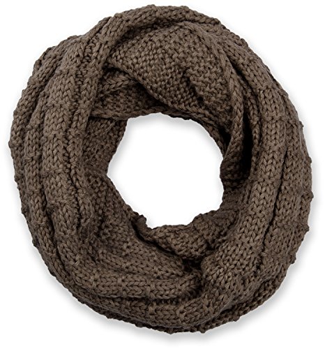 styleBREAKER Unisex Strick Loop Schal kariert, Uni Feinstrick Schlauchschal, Winter Strickschal 01018154, Farbe:Taupe