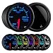GlowShift Tinted 7 Color 260 F Transmission Temperature Gauge Kit - Includes Electronic Sensor - Black Dial - Smoked Lens - for Car & Truck - 2-1/16" 52mm