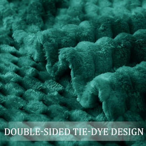 Image of Exclusivo Mezcla Fleece Queen Blanket for Bed, Extra Large Fuzzy Tie-dye Teal Bed Blankets, Soft Cozy Plush Sofa Throws for All Seasons, 90x90 Inches