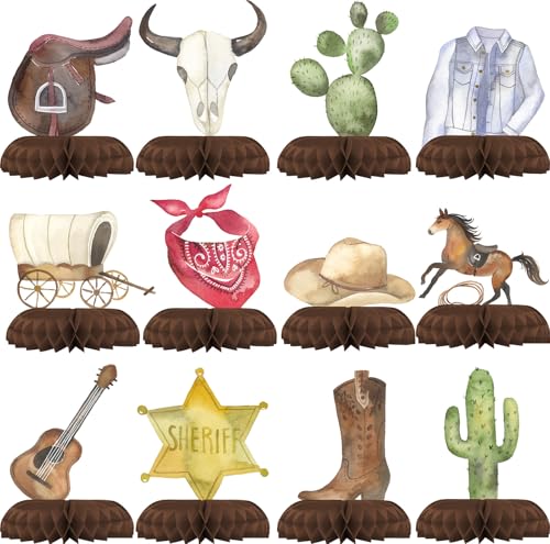 Décorations de table de cowboy en carton : lot de 12 centres de table pour anniversaire enfant