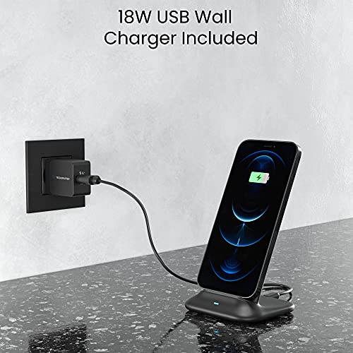 Techsmarter 10W Fast Wireless Charger Stand Dock Qi Certified. Compatible With Iphone 13, 12, 11, Xs, X, Xr, 8 Samsung S21, S20, S10, S9, S8, Note 21, 20, 10, Lg Thinq V30, V35, V40, G7, G8 #TOP4