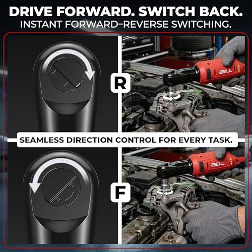 Image of IBELL BW12-70 Cordless Ratchet Wrench Kit, 12V Brushless, 3 /8 inch (9.5mm) Output Shaft, 70 Nm Torque, 0-200 RPM Variable Speed, Forward & Reverse, 1500mAh Battery, Includes Sockets, 12 Months Warranty
