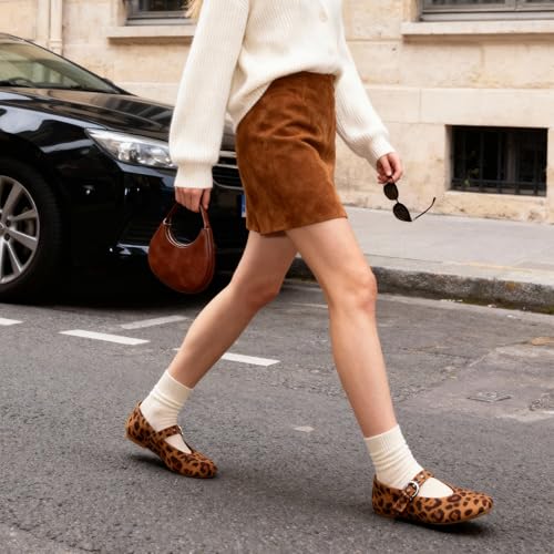 Image of Gothictor Women's Mesh Ballet Flats Round Toe Leopard Mary Jane Shoes Women | Cushioned Comfort, Easy to Style, Buckle Strap, Cheetah Print, Ballerina, Breathable, Wide Width, Non-Slip, Dressy Casual