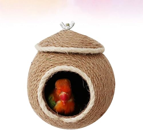 Miniatura 5 de POPETPOP Cama para dormir loro cuerda natural tejido nido loro hamaca cálida cuerda cama de pájaro