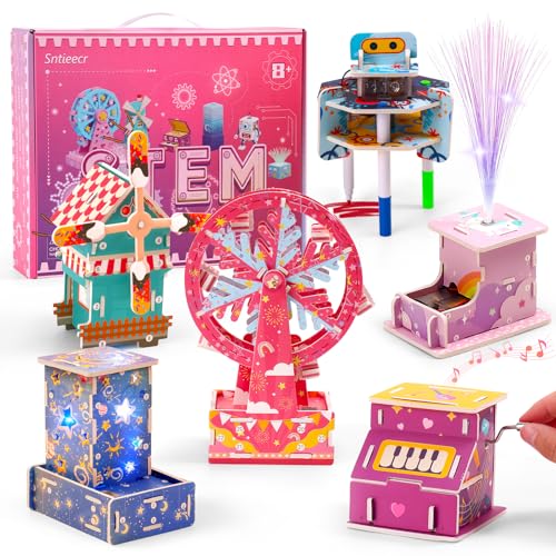 Sntieecr 6 en 1 Kit Stem para niños 8-12 años: Kit de ingeniería para niñas con Rompecabezas KT 3D, Juguetes educativos, Regalos Ideales de Navidad y cumpleaños