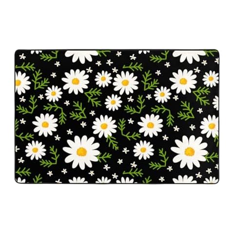 HooYiiok 36""X24"" Bathroom Mat- Bath Mats for Bathroom - Cute Bathroom Rugsgreen Bud Daisy, White Cover