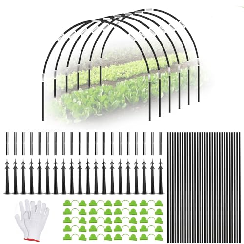 Arcos Invernadero, 92 Piezas Gardenaros de Invernadero, Aros Invernadero Tunel, Garden Tunnel con Guantes, Aros de Invernadero para Cultivar Túneles, Túnel para Plantas, Neumáticos de Invernadero