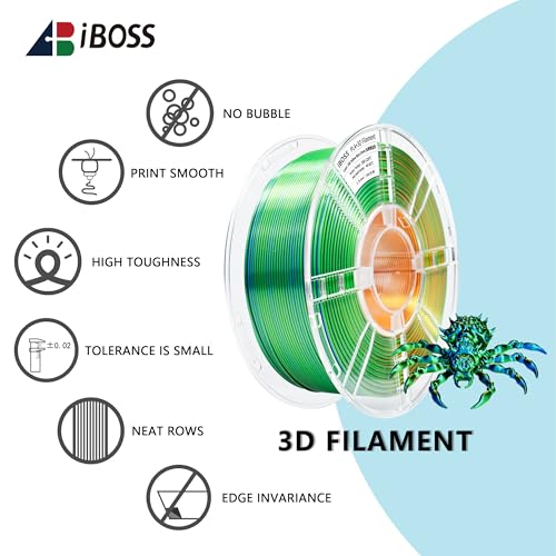 Image of iBOSS Silk Three Color Yellow Green Blue High Speed Shiny PLA+ Filament,1kg 3D Printer PLA Plus Filament 1.75mm + / -0.02mm, PLA Pro Fit for Most 3D Printers (Silk Yellow Green Blue)