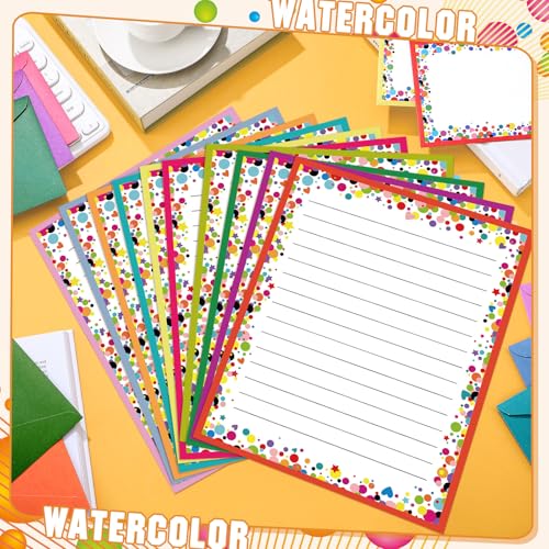Image of TaoBary 160 Pcs Stationery Paper Set 50 Double Sided Stationery Papers with 50 Matching Envelopes and 60 Round Dot Sticker, 10 Design(Polka Dot,8.5 x 11 Inch)
