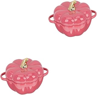 UPKOCH 2 Peças Panela De Molho Com Tampa Tigela De Cerâmica Com Tampa Tigela De Salada Com Tampa Panela De Sopa De Cerâmica Tigela De Sopa De Cozinha Tigela De Abóbora Cerâmica Panela De