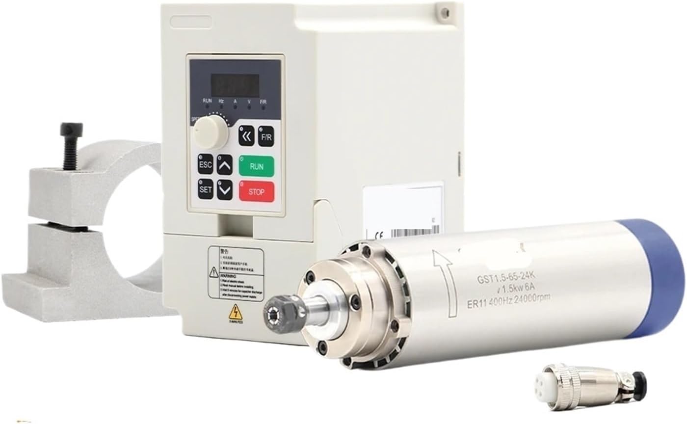 1.5KW ER11 air-cooled spindle motor, 4 ball bearings 1.5kw QL inverter VFD, 65mm aluminum bracket