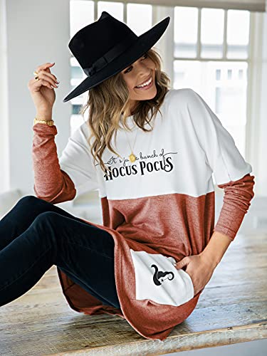 Womens Shirt with Pocket, Casual Gift Tunic Tops, Color Block Long Sleeve T-Shirt Dress for Women3