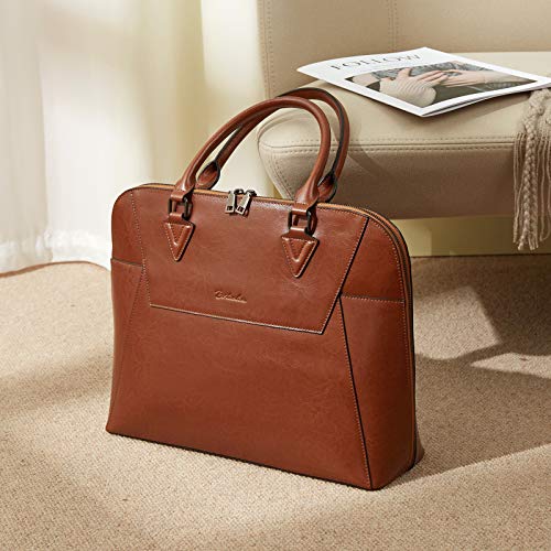 BOSTANTEN Aktetas voor Vrouwen 15.6 Inch Laptop Lederen Slanke Business Messenger Bag Schouder Tote Handtassen - Image 3