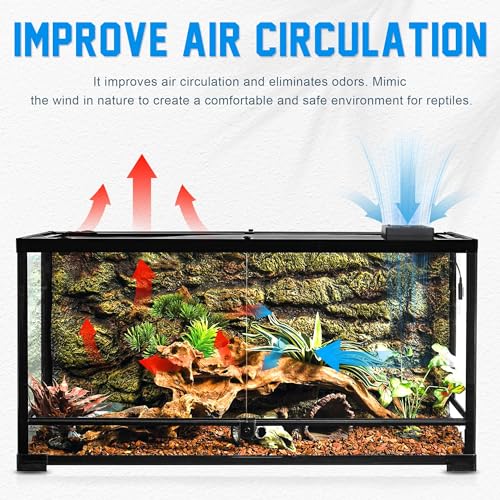 Eckpo Reptile Ventilation Fan with Humidity Sensor and HighTemp Alarm, Fan Dehumidifier for